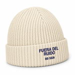 Fuera del Ruido — Cable Beanie, Ecru, product angle on white background