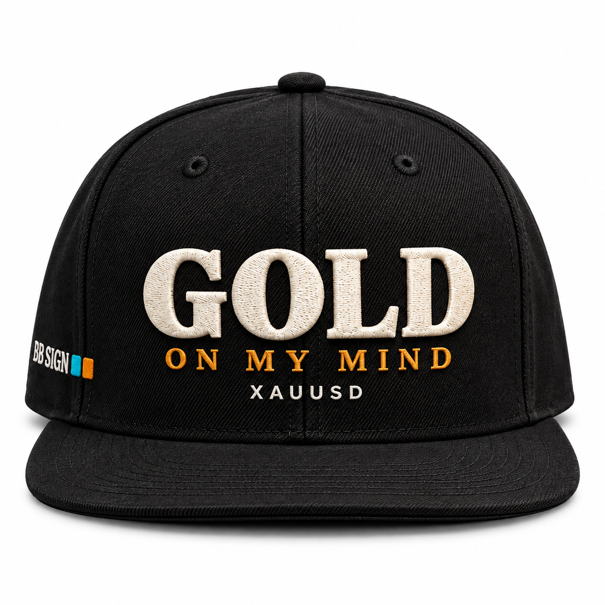 Gold on My Mind — Snapback Hat, Black, , product front on white background