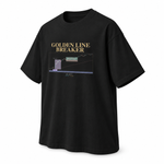 Golden Line Breaker — Oversized Trading T-Shirt, Black, product angle on white background
