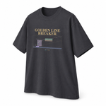 Golden Line Breaker — Oversized Trading T-Shirt, Dark Grey, product angle on white background