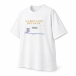 Golden Line Breaker — Oversized Trading T-Shirt, White, product angle on white background