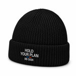 Hold Your Plan — Cable Beanie, Black, product angle on white background
