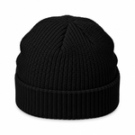 Hold Your Plan — Cable Beanie, Black, product back on white background
