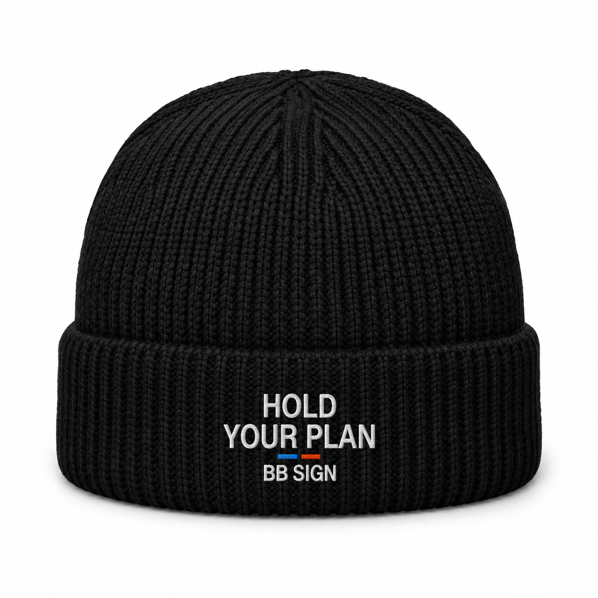 Hold Your Plan — Cable Beanie, Black, , product front on white background