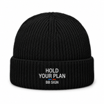 Hold Your Plan — Cable Beanie, Black, , product front on white background