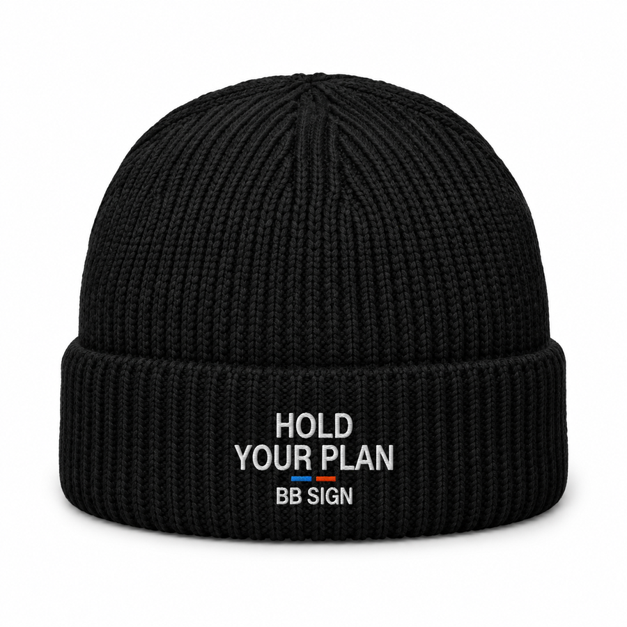 Hold Your Plan — Cable Beanie, Black, , product front on white background