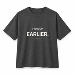 I Was Up Earlier — Oversized Trading T-Shirt, Dark Grey, product front on white background