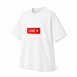LIVE — Oversized Trading T-Shirt, White, product angle on white background