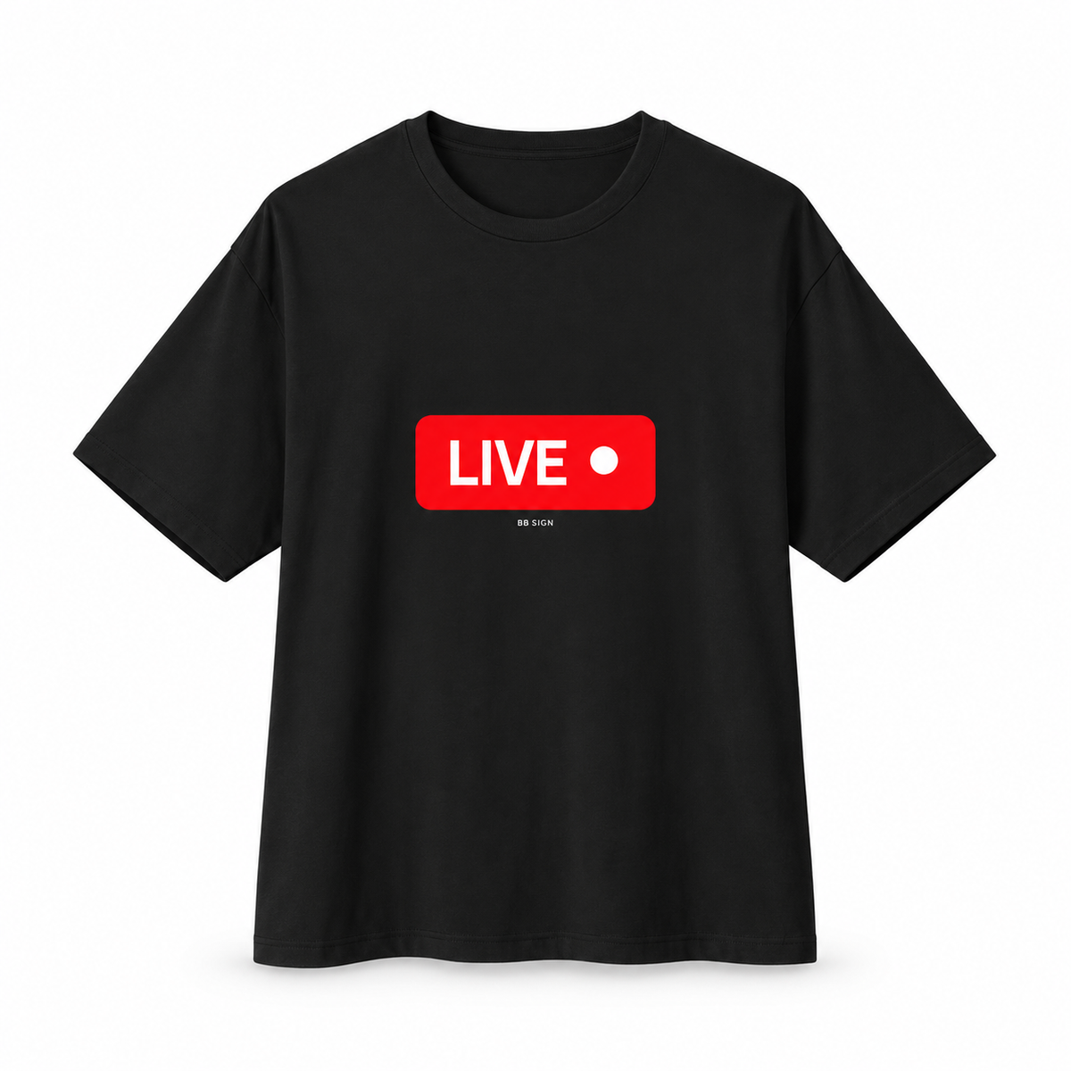 LIVE — Oversized Trading T-Shirt, Black, product front on white background