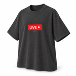 LIVE — Oversized Trading T-Shirt, Dark Grey, product angle on white background
