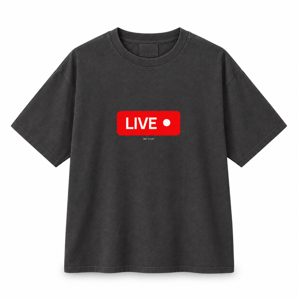 LIVE — Oversized Trading T-Shirt, Dark Grey, product front on white background
