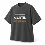 Martin — But Not Gala — Oversized Trading T-Shirt, Dark Grey, product angle on white background