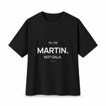 Martin — Not Gala — Oversized Trading T-Shirt, Black, product front on white background