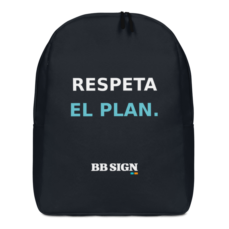 Mochila minimalista BB SIGN — Respeta el plan. — vista frontal