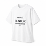 Me Sacó el Stop — Oversized Trading T-Shirt, White, product angle on white background