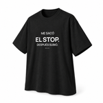 Me Sacó el Stop — Oversized Trading T-Shirt, Black, product angle on white background