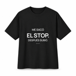 Me Sacó el Stop — Oversized Trading T-Shirt, Black, product front on white background