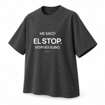 Me Sacó el Stop — Oversized Trading T-Shirt, Dark Grey, product angle on white background