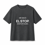 Me Sacó el Stop — Oversized Trading T-Shirt, Dark Grey, product front on white background