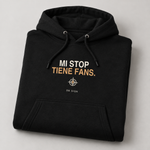 BBS-SINGLE|Black|folded|Mi Stop Tiene Fans. — Premium Hoodie folded studio view