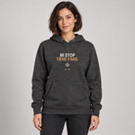 BBS-SINGLE|Charcoal Heather|front|Mi Stop Tiene Fans. — Premium Hoodie on model
