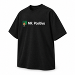 Mr. Positivo — Oversized T-Shirt, Black, product angle on white background