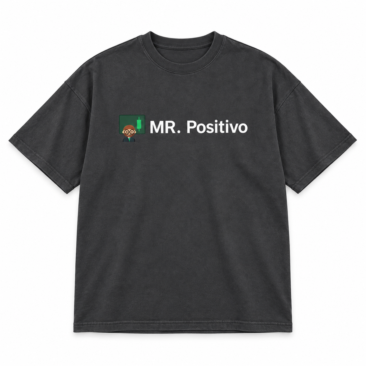 Mr. Positivo — Oversized T-Shirt, Dark Grey, , product front on white background
