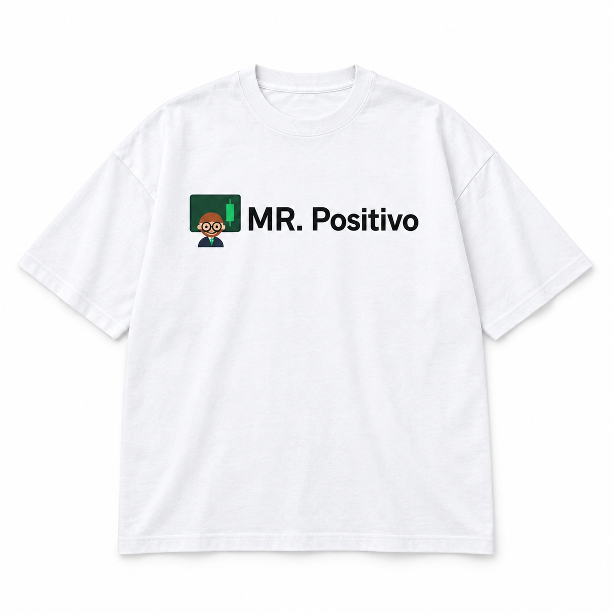 Mr. Positivo — Oversized T-Shirt, White, , product front on white background