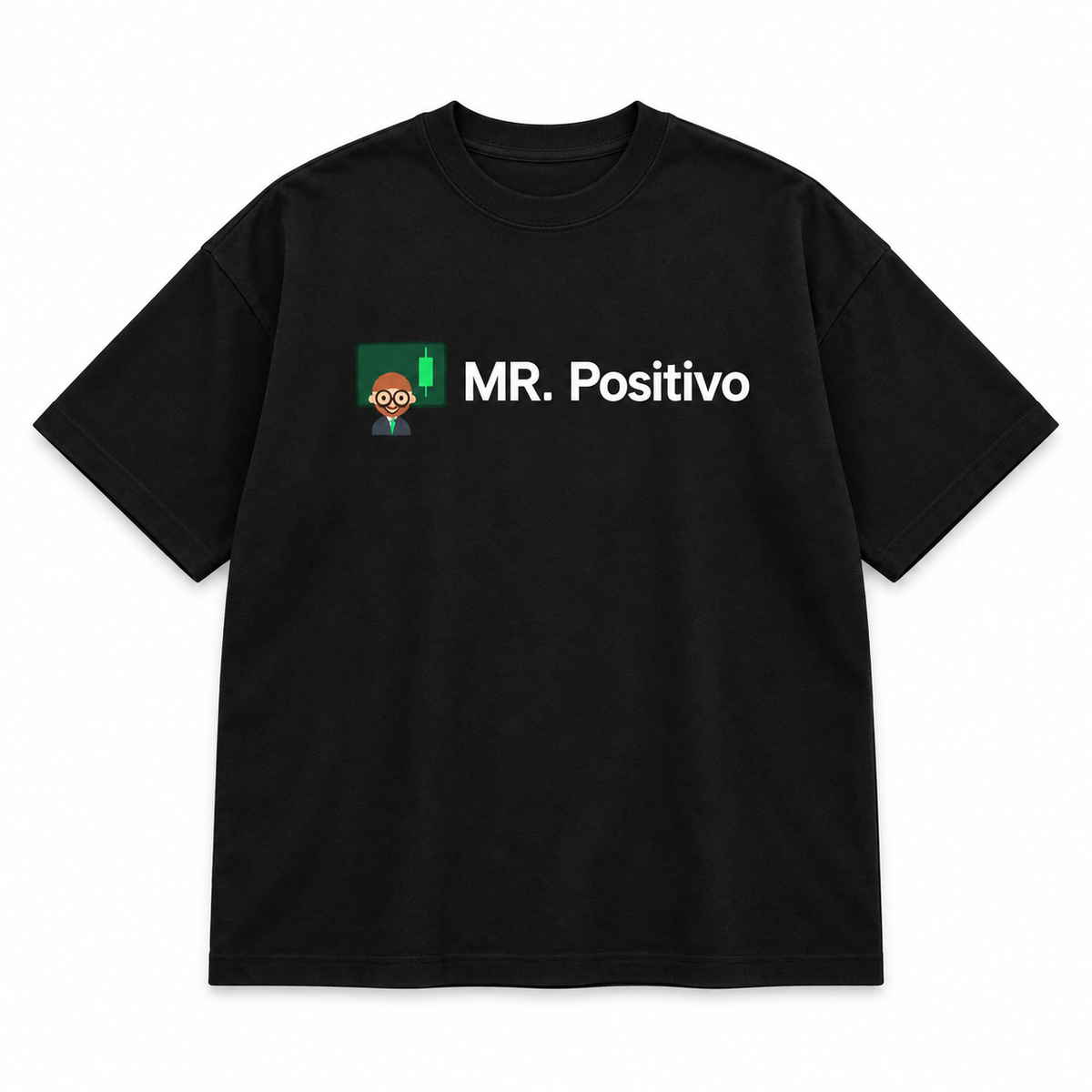 Mr. Positivo — Oversized T-Shirt, Black, , product front on white background