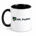 Mr. Positivo — Original Character Mug, Black Accent, product angle on white background