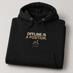 BBS-SINGLE|Black|folded|Offline Is A Position. — Premium Hoodie folded studio view