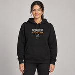 BBS-SINGLE|Black|front|Offline Is A Position. — Premium Hoodie on model