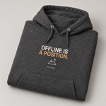 BBS-SINGLE|Charcoal Heather|folded|Offline Is A Position. — Premium Hoodie folded studio view