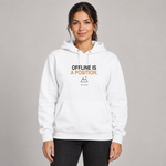BBS-SINGLE|White|front|Offline Is A Position. — Premium Hoodie on model
