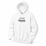 One More Trade — Trading Hoodie | BB SIGN, White, product angle on white background