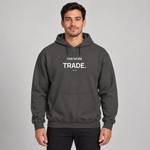 BBS-SINGLE|Charcoal|front|One More Trade — Trading Hoodie | BB SIGN on model (English)