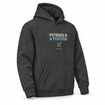 Patience Is A Position. — Premium Hoodie, Charcoal Heather, product angle on white background