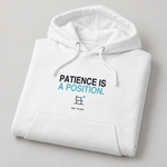 BBS-SINGLE|White|folded|Patience Is A Position. — Premium Hoodie folded studio view