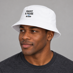 BBS-SINGLE|White|side|Profit & Pause — Bucket Hat, model side