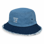 Retest Club — Distressed Denim Bucket Hat, Classic / Light Denim, , product angle on white background