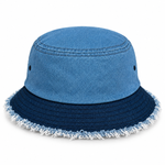Retest Club — Distressed Denim Bucket Hat, Classic / Light Denim, product back on white background