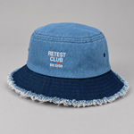 BBS-SINGLE|Classic / Light Denim|studio|Retest Club — Distressed Denim Bucket Hat, studio product