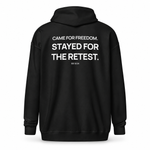 Retest Lifestyle — Trading Zip Hoodie | BB SIGN, Black, English, product back on white background