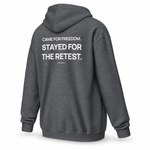 Retest Lifestyle — Trading Zip Hoodie | BB SIGN, Dark Heather, English, product angle on white background