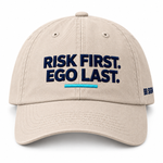Risk First. Ego Last. — Classic Dad Hat, Stone, , product front on white background