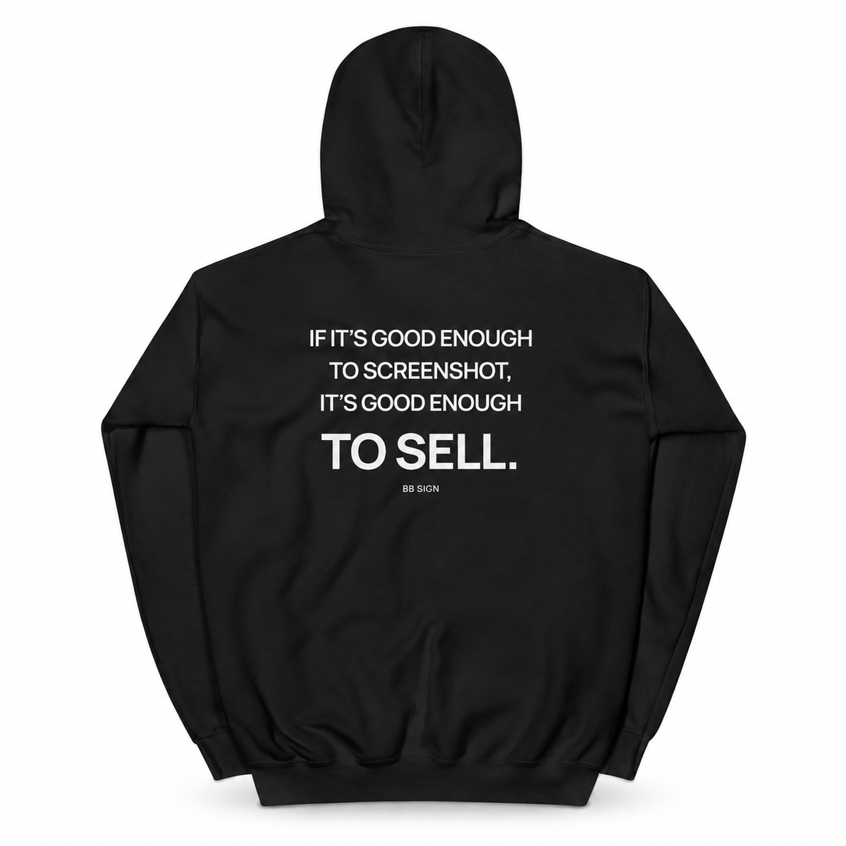 Screenshot Rule — Trading Hoodie | BB SIGN, Black, English, product back on white background