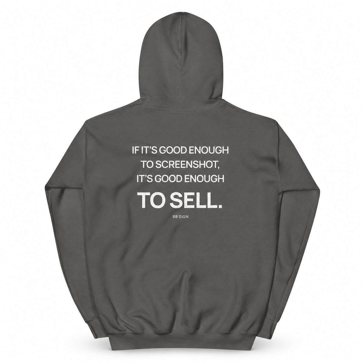 Screenshot Rule — Trading Hoodie | BB SIGN, Charcoal, English, product back on white background
