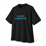 Se Me Olvidó la Noticia — Oversized Trading T-Shirt, Black, product angle on white background