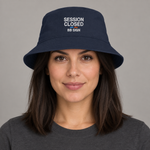 BBS-SINGLE|Navy|front|Session Closed — Bucket Hat, model front