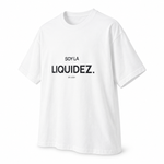 Soy la Liquidez — Oversized Trading T-Shirt, White, product angle on white background
